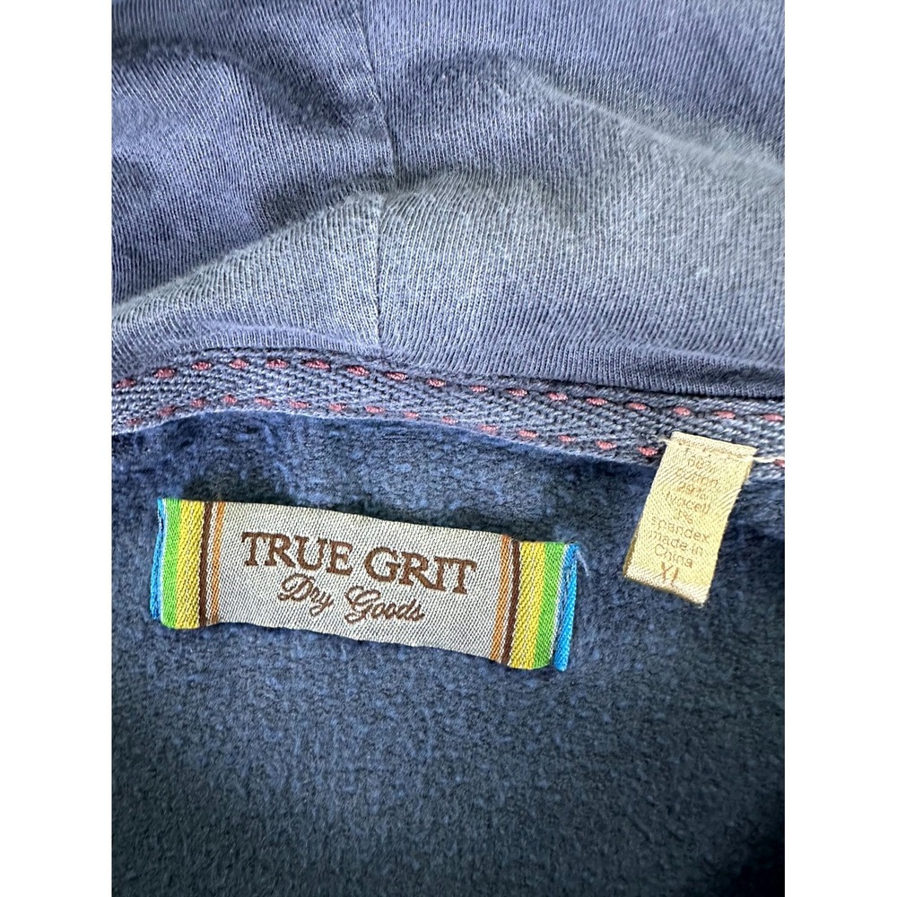 True Grit Hoodie XL Grey Jersey Cotton Fleece Baggy Comfort Cozy Minimalist - Picture 7 of 9